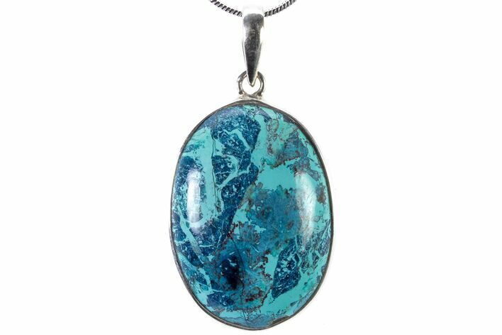 Vibrant Chrysocolla & Shattuckite Pendant - Sterling Silver #321597